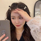 2/4pcs Pearl small fragrance side clip headpiece for women, exquisite black velvet bangs hair clip, retro new high-end clip