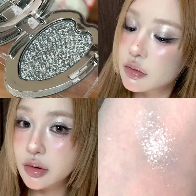 Smoked Green Eyeshadow Metallic Pearlescent Glitter Eye Shadow Chameleon Plate Diamond Brightening Highlight Eye Makeup Cosmetic