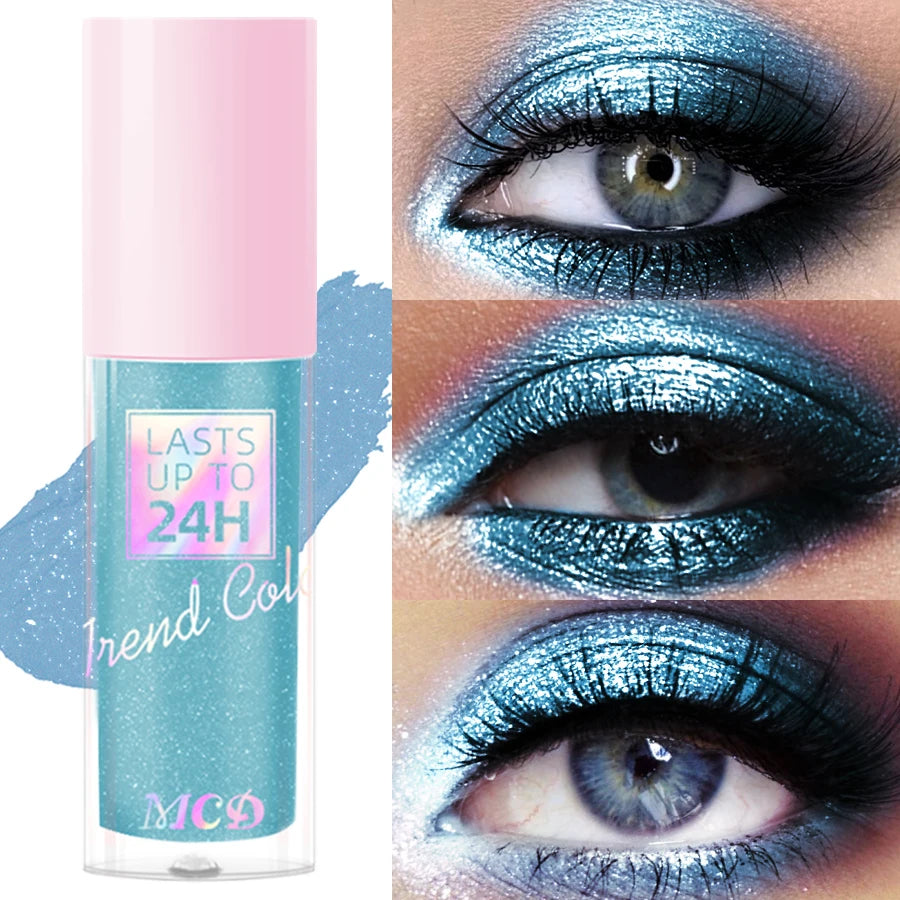 1pc Glitter Metallic Waterproof Liquid Eyeshadow Long-Lasting & Smudge-Proof Blue Pink Purple Korean Makeup Eye Shadow Cosmetics