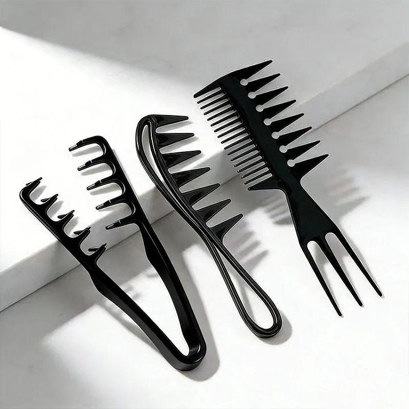 Salon Styling Comb Set Shark Tooth Fish Bone Detangling Brush Ergonomic Non-slip for All Hair Types Wet Dry Home Travel