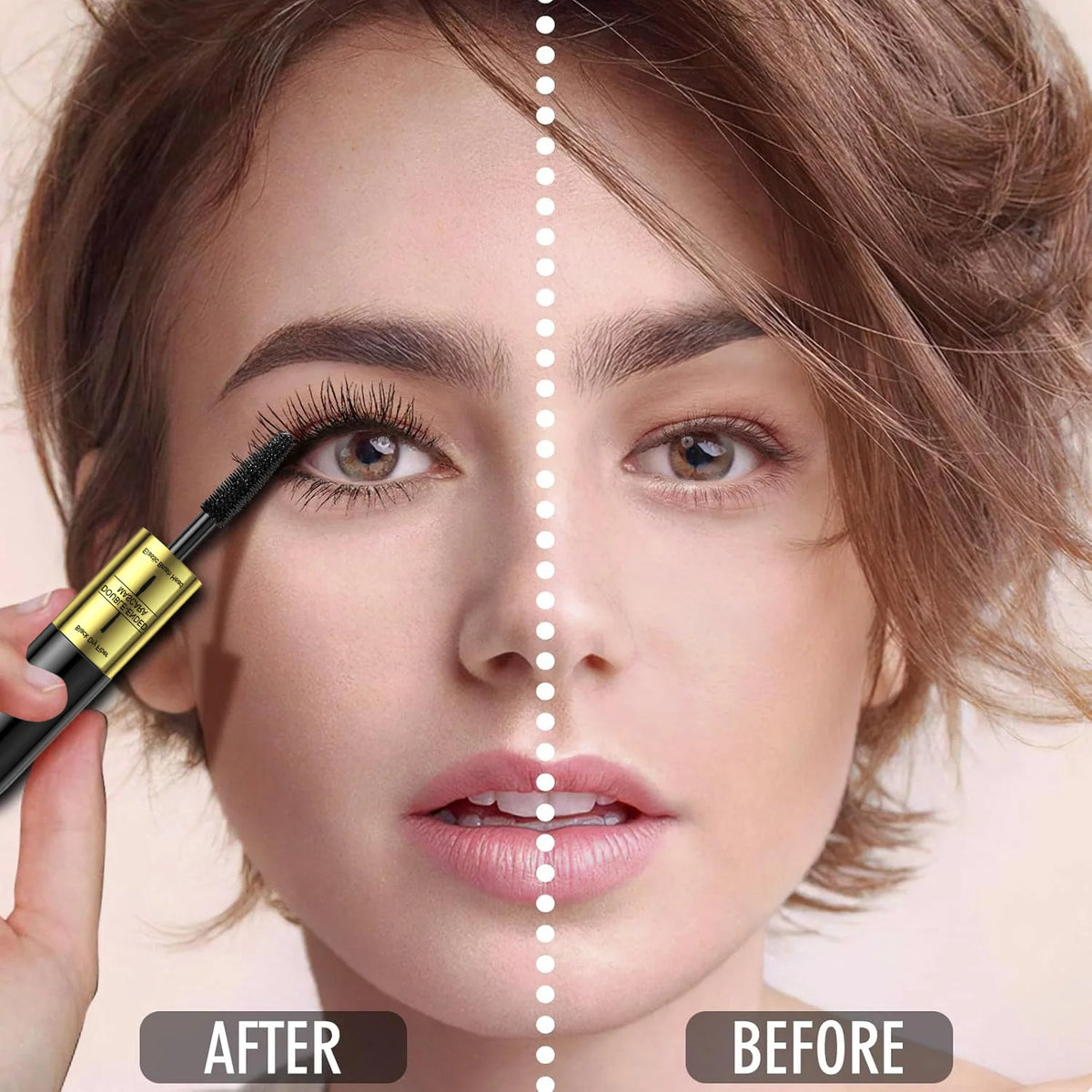 QIC Double In-one Mascara Silk Fiber Mascara Waterproof Mascara Eyelash Extension Black Thick Lengthening Eye Lashes Cosmetics