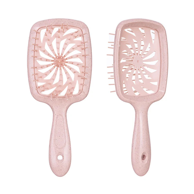 1pcs Air Cushion Hair Brush Wheat Straw Tangled Scalp Massage Comb Hollow Out Winmill Anti-static Hairbrush Salon Styling Tool