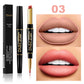 2 In 1 Matte Lipstick Pencil Double Head Lip Liner Pen Red Nude Long Lasting Waterproof Lady Charming Lip Pencil Makeup Tools