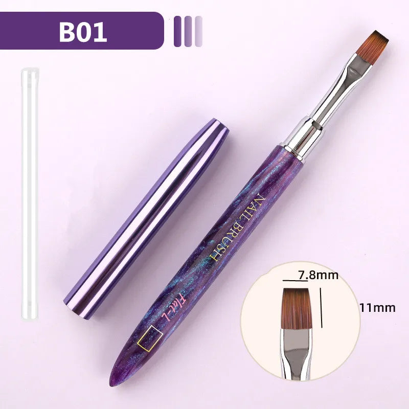 1PC Gel Brush Oval & Flat UV Gel Nail Art Brush Professional Design Brushes Salon Home DIY Manicure