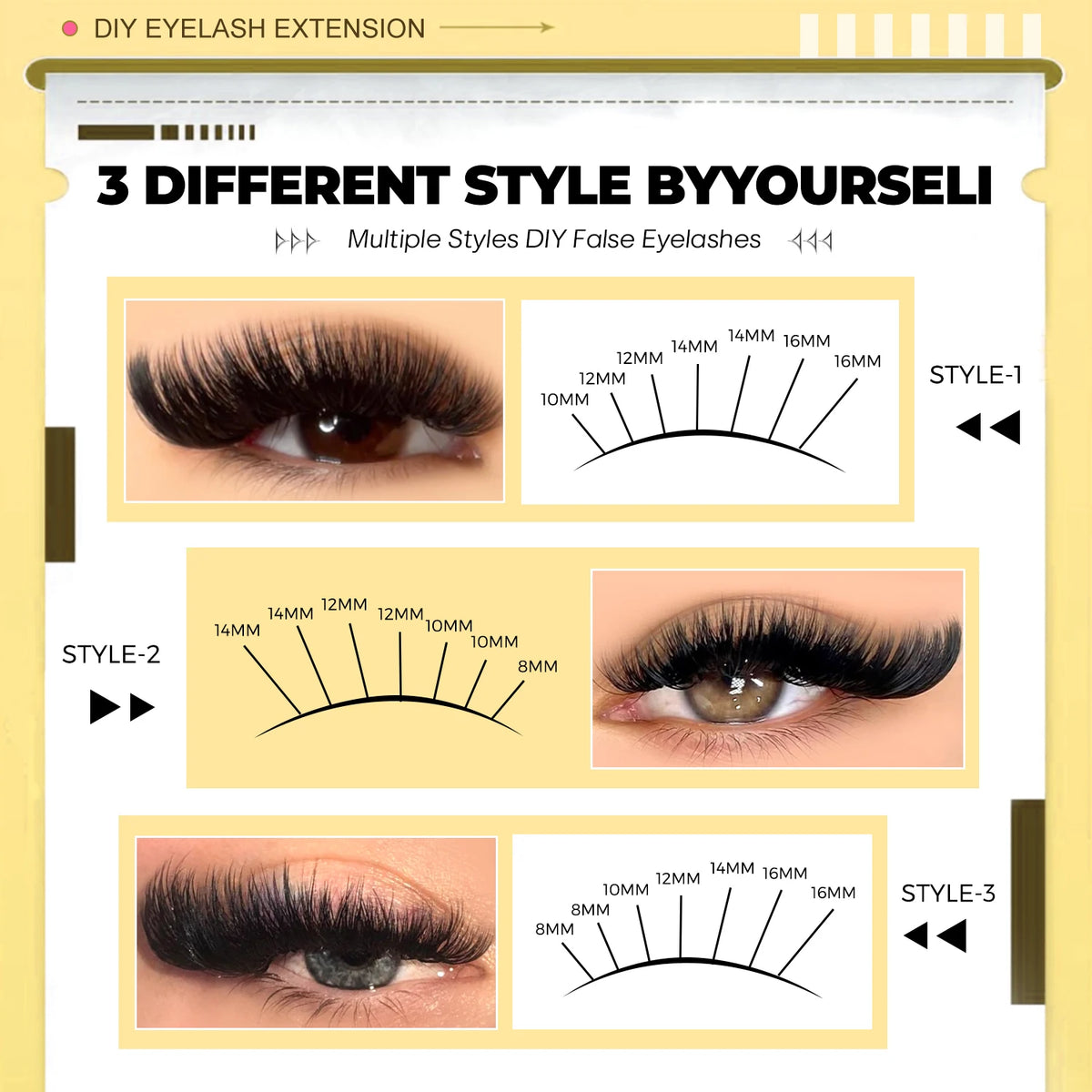 GROINNEYA Lashes Clusters 8-16mm Fluffy Volume Clusters Lashes 80D Faux Mink Eyelashes Cluster Natural Thick False Eyelashes
