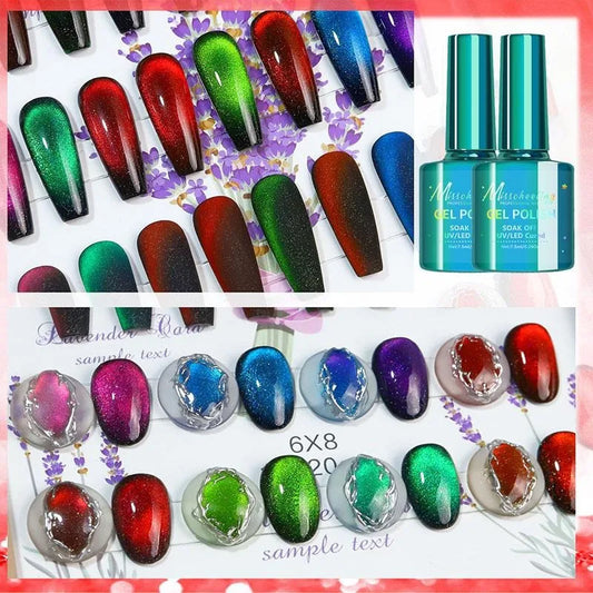 Cat Eye Gel Nail Polish 6 Colors Holographic Glitter Gel Polish Set With Magnet Translucent Gel Nail Polish  Home Manicure Salon