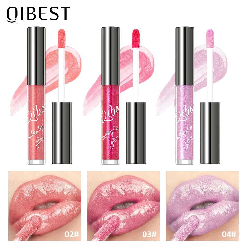 Coral Pink Glitter Lip Glaze LongLasting Moisturizing Shimmer Mirror Lipgloss Waterproof Liquid Lipstick Lip Oil Makeup Lip Tint