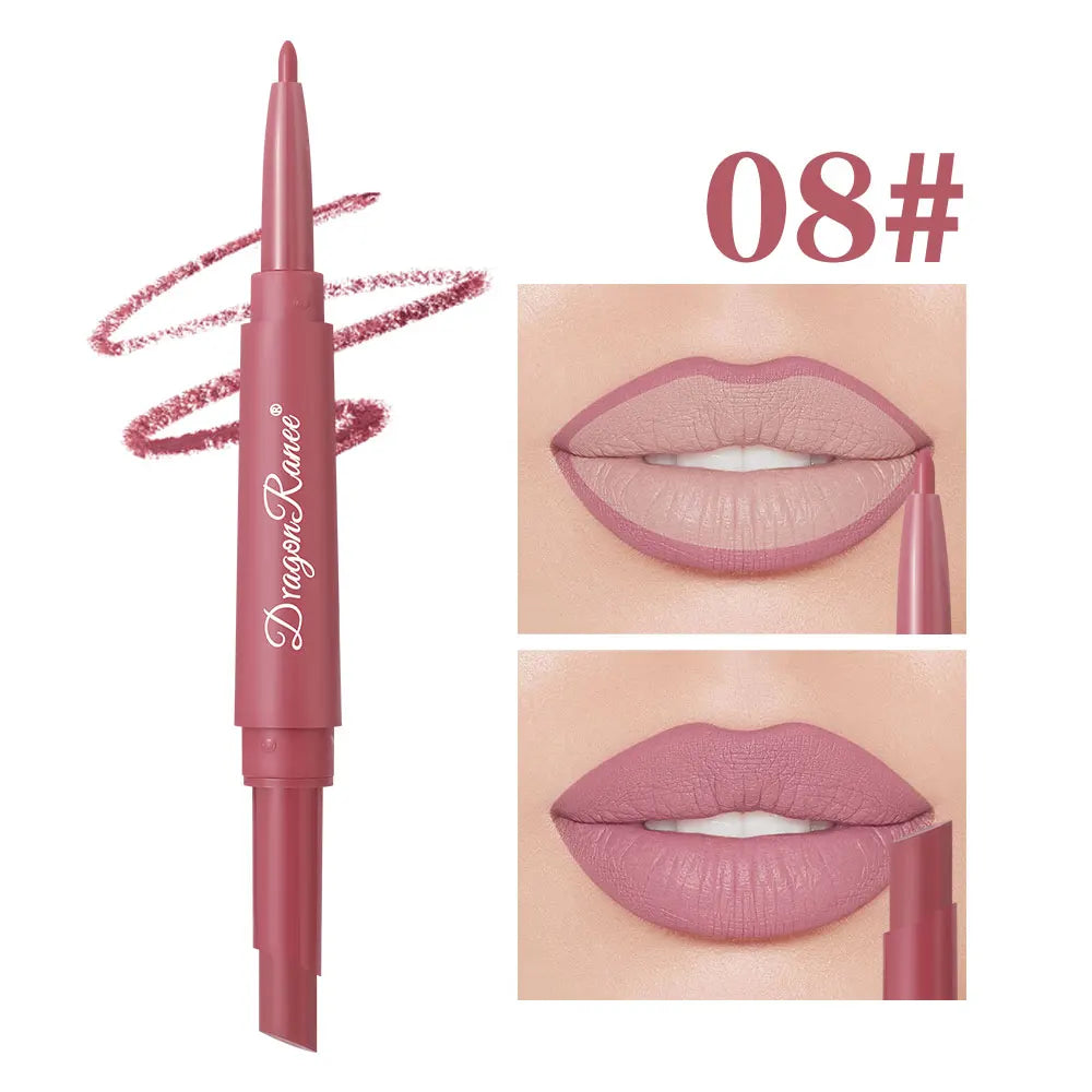 Double-Ended Lip Liner Velvet Matte Lipstick Lip Gloss Easy to Color Non-Fading Non-Stick Cup Lip Liner