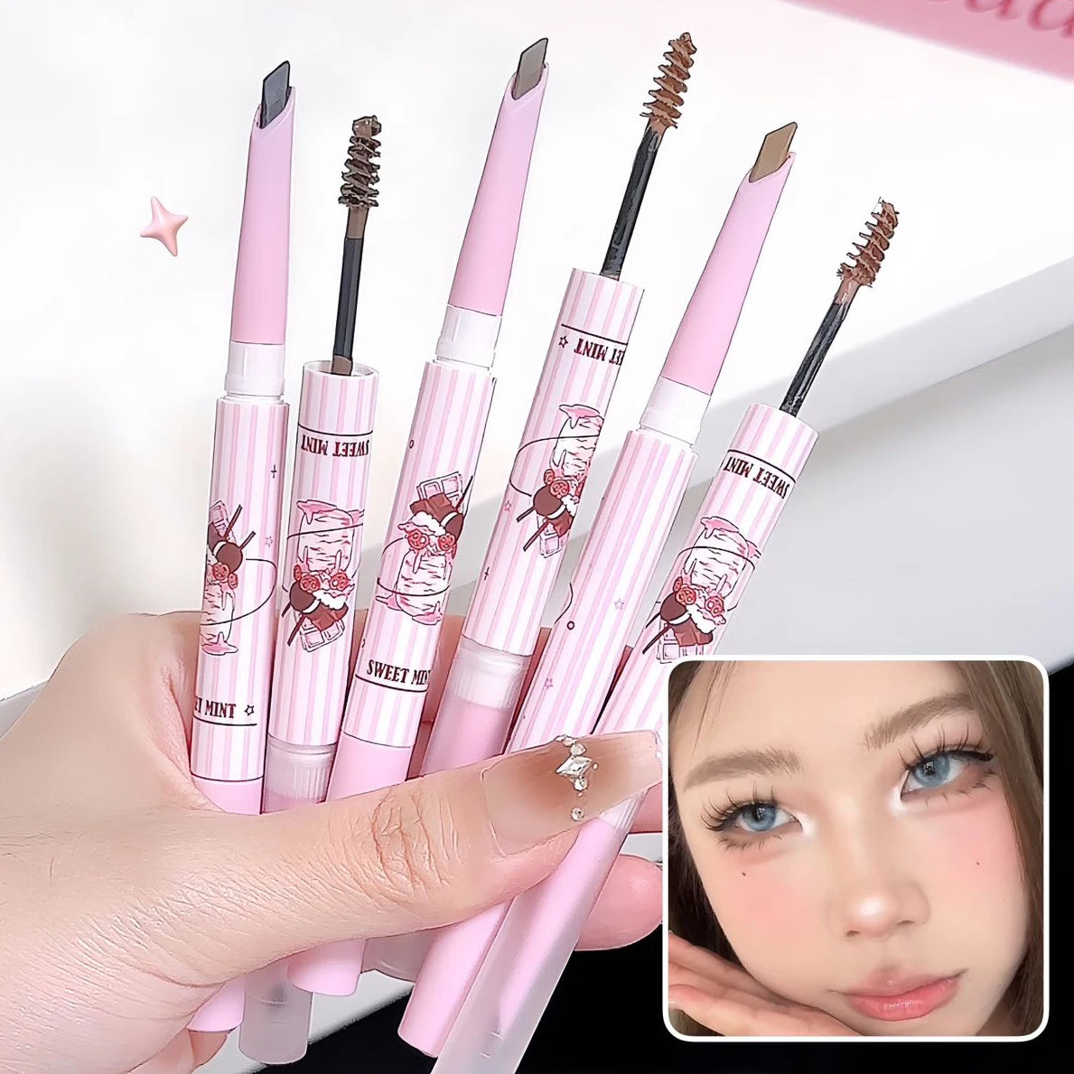 3D Eyebrow Dye Cream Gray Brown Double Head Eyebrow Pencil Long Lasting Waterproof Eye Brow Pen Tint Mascara Enhance Cosmetics