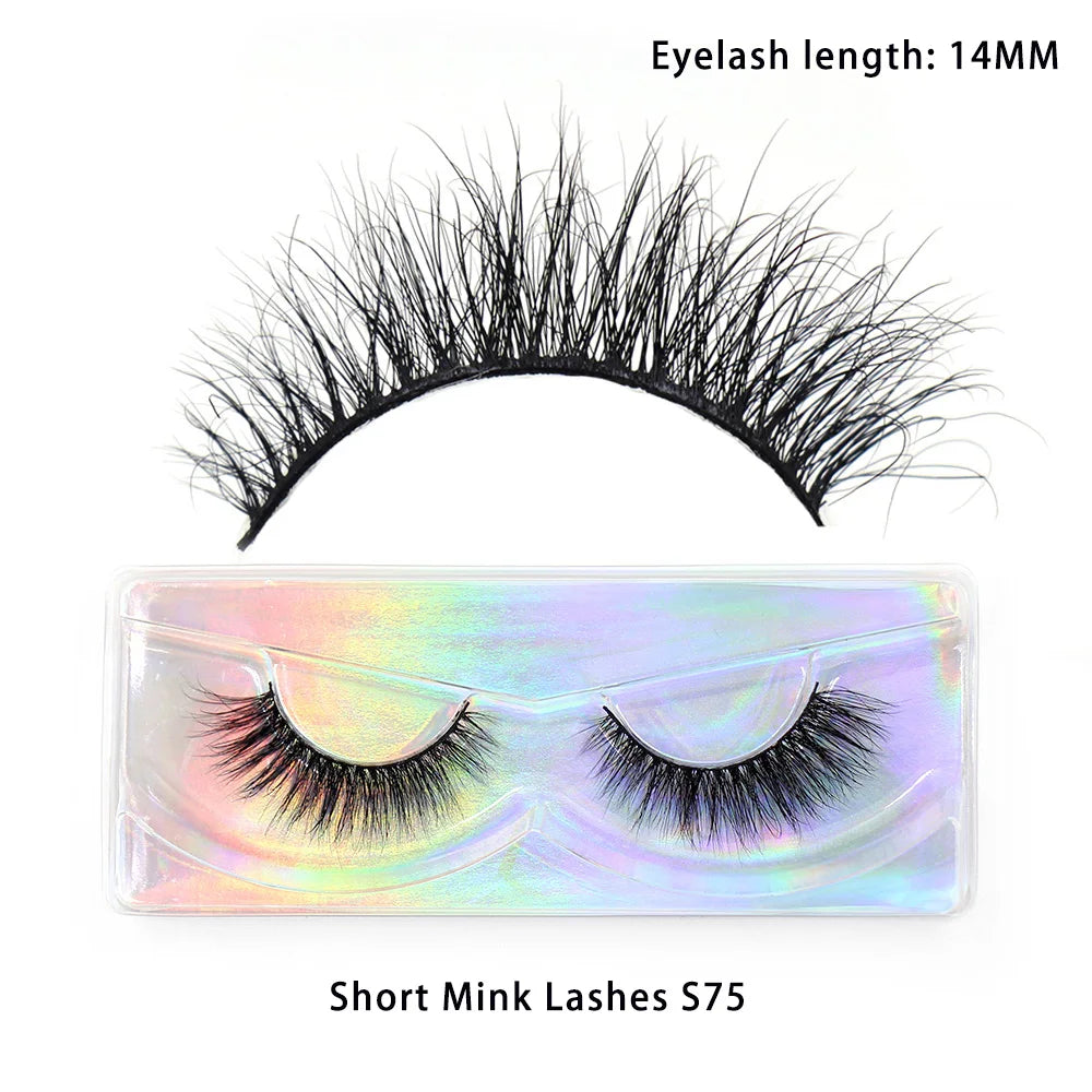LEHUAMAO Maquiagem Short Natural Soft Mink Lashes Volume Fluffy Wispy Lashes 12mm-15mm False Eyelashes Eyelash Extensio Makeup
