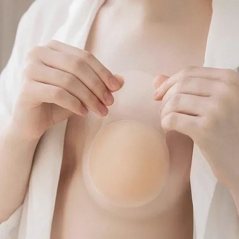 Reusable Silicone Nipple Covers Lift Breast Petals, Invisible Adhesive Stick-On Bra, Strapless Backless Comfort Fit for Women