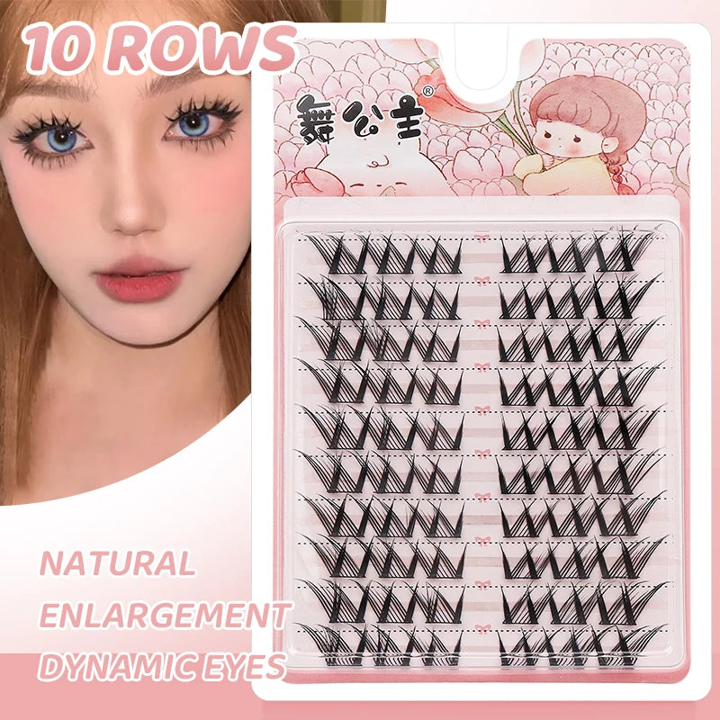 DINGSEN 10 rows Individual Eyelashes Wholesale 10-12mm Cluster Lashes Natural Anime False Kake Eyelashes Extension Makeup