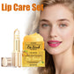 Lip Care Set Gold Foil Color Changing Lipstick PH Clear Turmeric Lemon Lip Scrub Exfoliating Moisturizing Nourishing Lip Kit