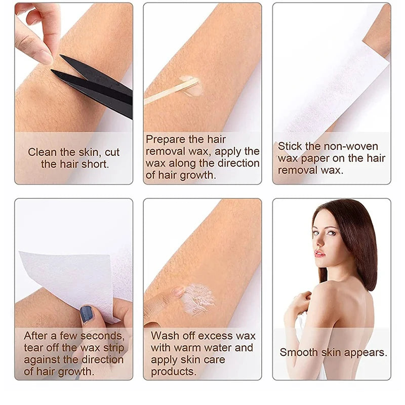 20Pcs/100Pcs Hair Removal Wax Paper Nonwoven Cloth Body Leg Arm Wax Band Hair Removal Epilator Depilation Strip Waxing Tape Roll