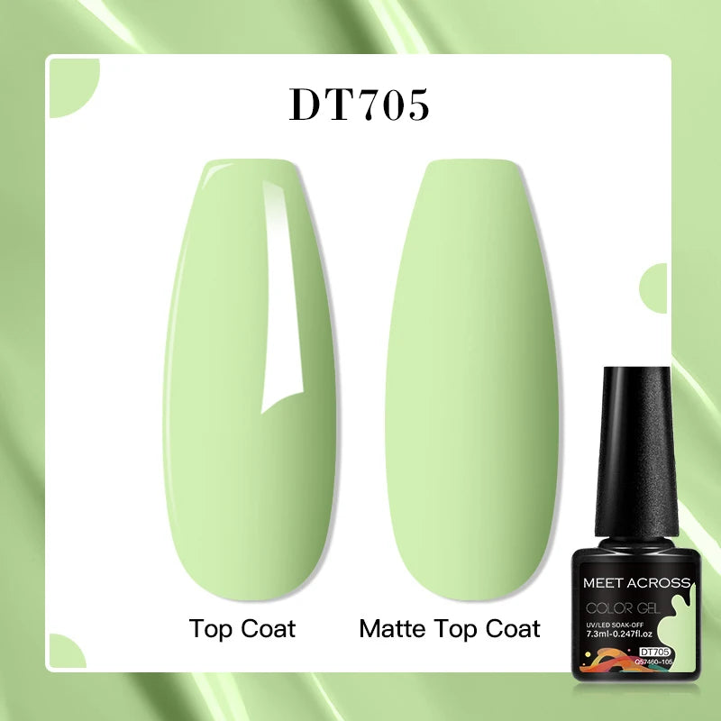 MEET ACROSS 160 Colors 7.3ml Gel Nail Polish Vernis Glitter Sparkly Semi Permanent Soak Off LED UV Gel Varnish Nail Art Manicure