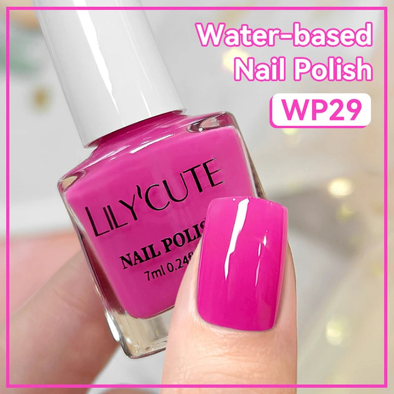 LILYCUTE 7ml Water-Based Nail Polish 40 Colors Long Lasting Quick Drying No Need of Lamp to Cure Nail Supplies For Nail Manicure