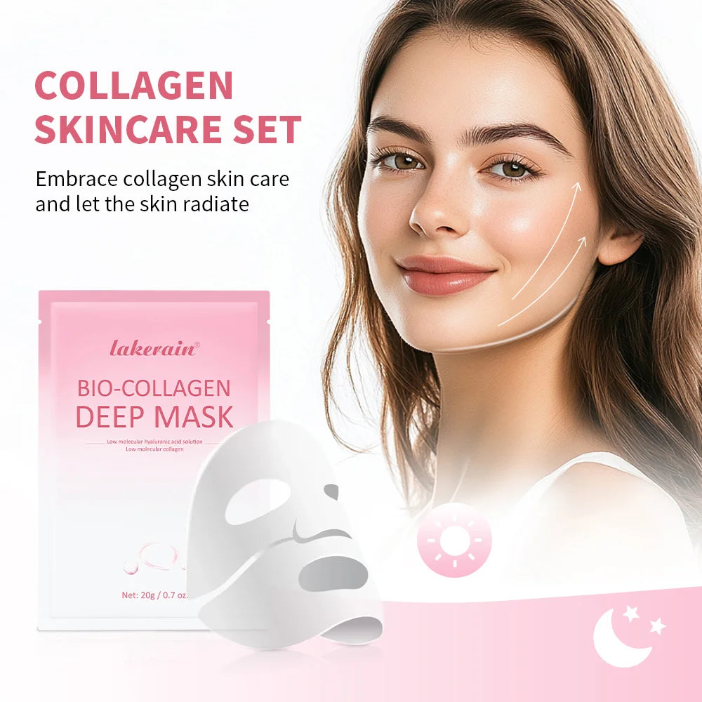 Lakerain Bio-Collagen Sleeping Mask Facial Skin Care Hydrating Moisturizing Patch Mask Moisturizing Peel-Off Mask Single Sheet