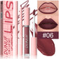 Matte Lip Gloss Lip Liner Set, 2pcs Waterproof Non-sticky Long-Lasting Lipstick, Nude Deep Red Mauve, Y2K Makeup Christmas Gift
