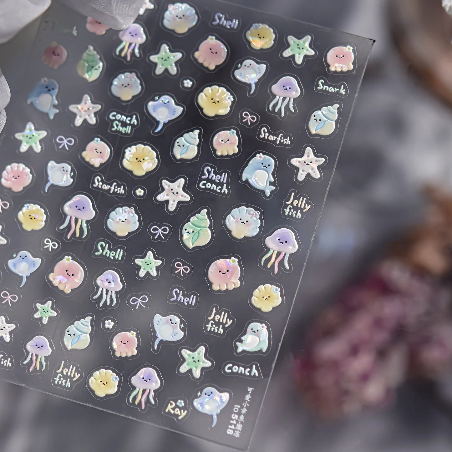 Magical Blow Bubbles Goldfish Bunny Rabbit Cat Kitten Shape Shiny Dreamy Bubbles 5D Nail Art Decorations Sticker Manicure Decal