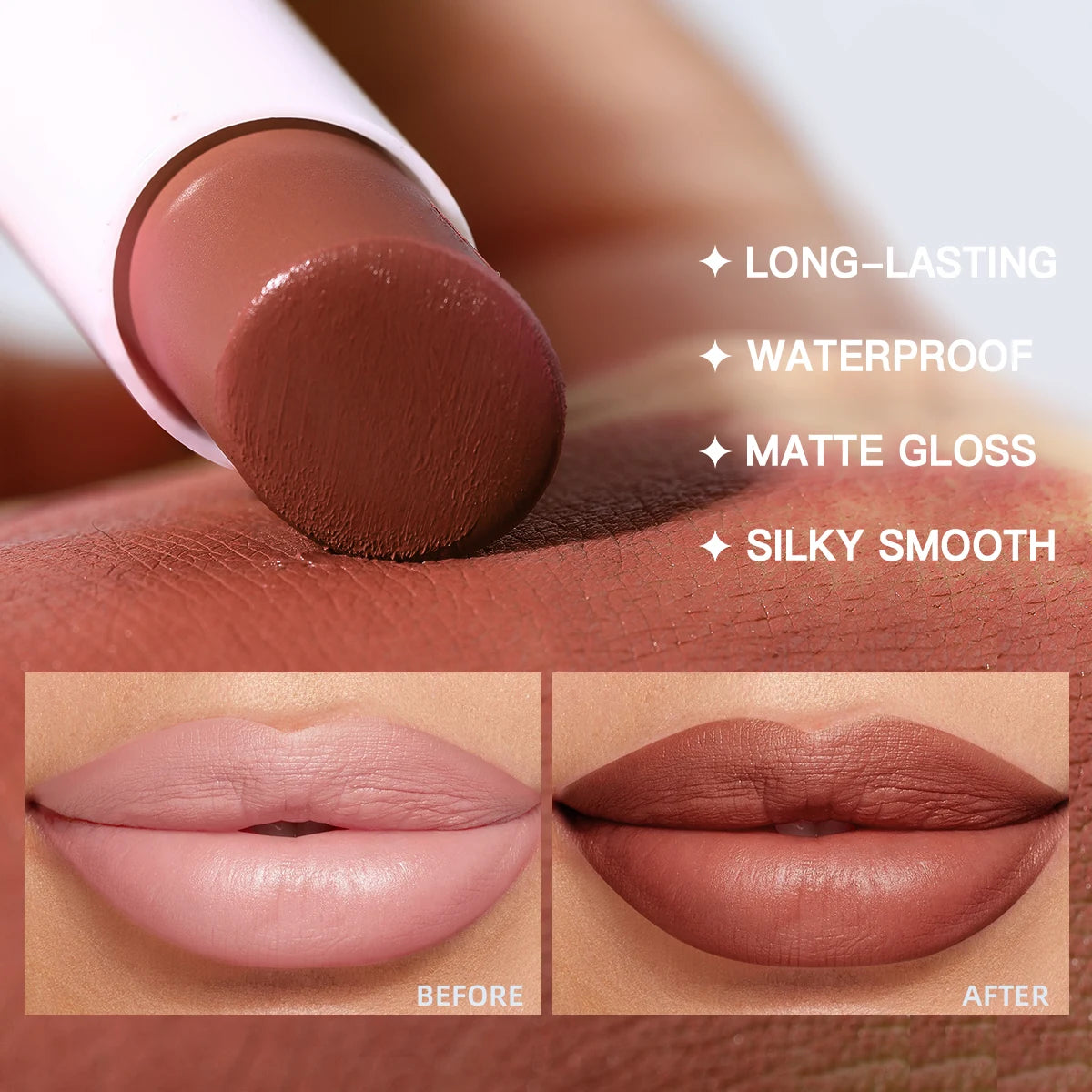 USHAS 2 In 1 Lipstick&Lip Liner Set, 18 Color Matte Nude Color Lipstick, Moisturizing and Long-Lasting, Perfect Lip Cosmetic