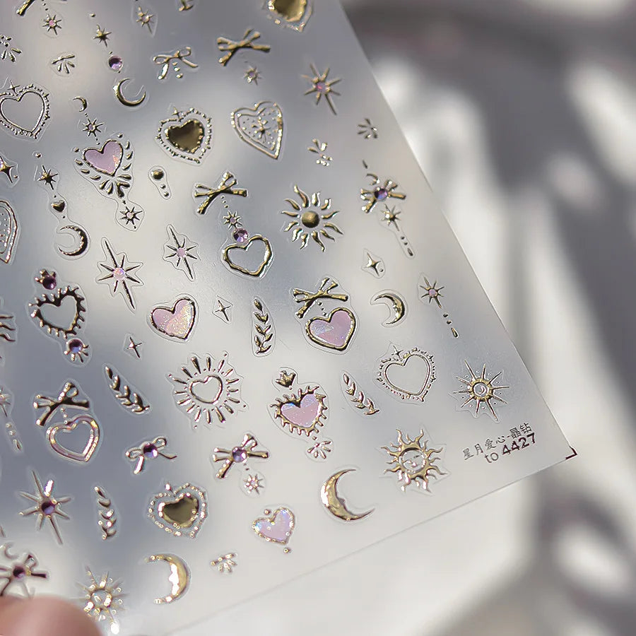Golden Thread Butterfly Jelly Series Nail Art Stickers High Quality New Bronzing DIY Manicure Decal Decoration