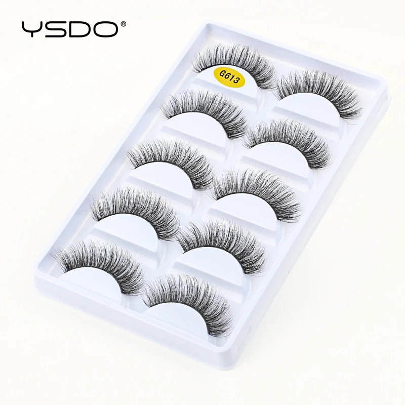 YSDO Eyelashes 3/5 Pairs Natural Long 3D Mink Lashes Fluffy Volume Mink False Eyelashes Cruelty Free Wispy Lashes Makeup Cilios