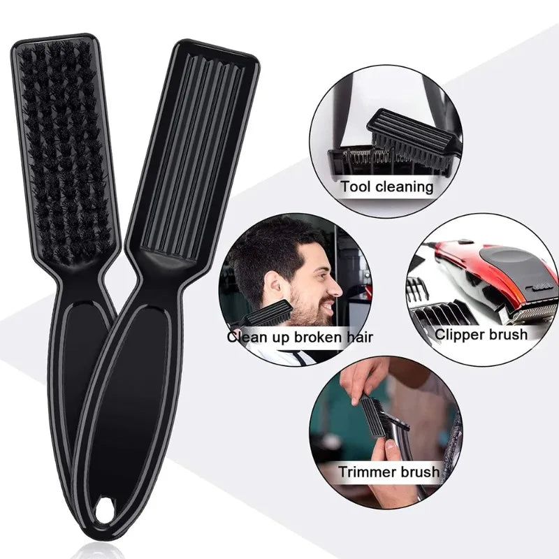 Soft Hair Cleaning Brush Set Barber Neck Duster with Plastic Handle Hairdressing Carving Shape Head Cleaning Tool