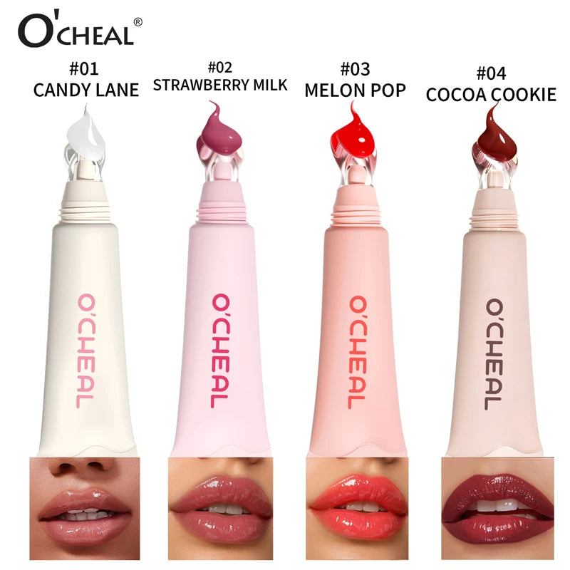 O'Cheal Liquid Lip Balm Moisturizing Hydrating Tinted Lip Oil Glass Lip Mirror Gloss Water Gloss Lip Glaze Anti-Cracking Lip Wrinkle Improvement Transparent Lip Gloss Multi-Color Options Fall/Winter Essential Item