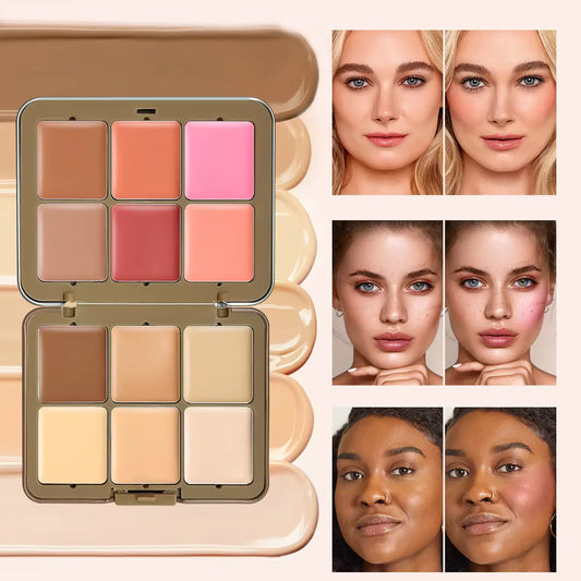 12-color Plum Blossom Concealer with Makeup brush Set Brightening blush Multi-function makeup tray Poker iron case portable