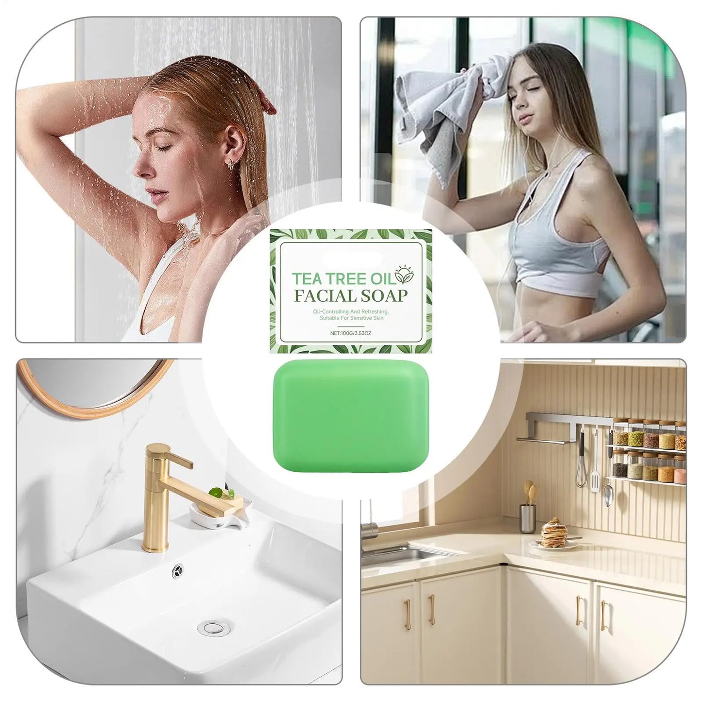 Tea tree oil cleansing soap 100g Natural Shower Bath Bar Soap Handmade Facial Cleanser for facial and body care
