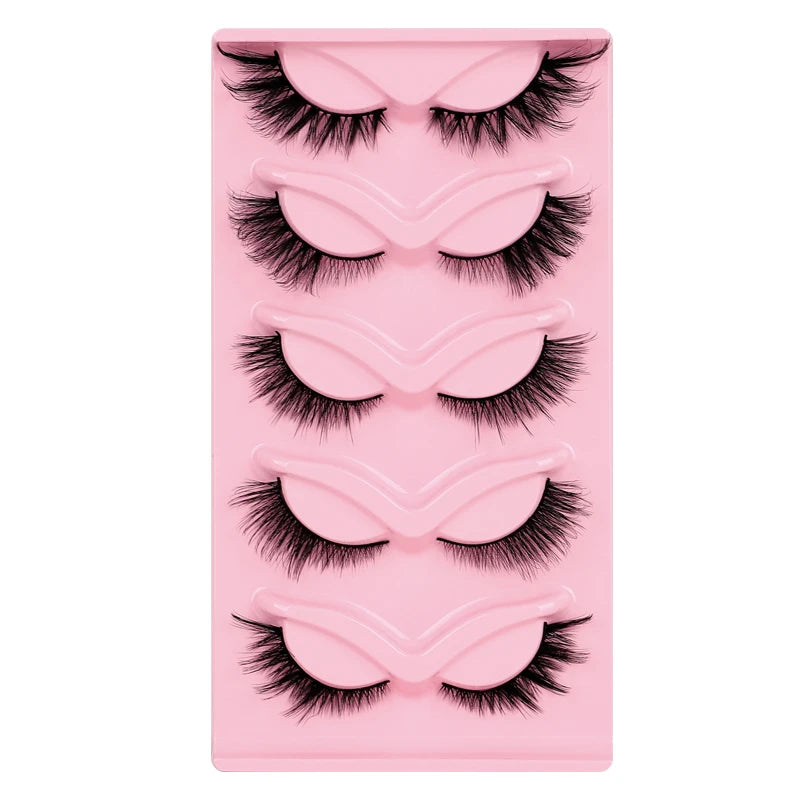 5 Pairs Fluffy False Eyealshes Fox Cat Eye Lashes Winged False Eyelashes Fox Eye Faux Mink Eyelashes Silk Lashes Makeup