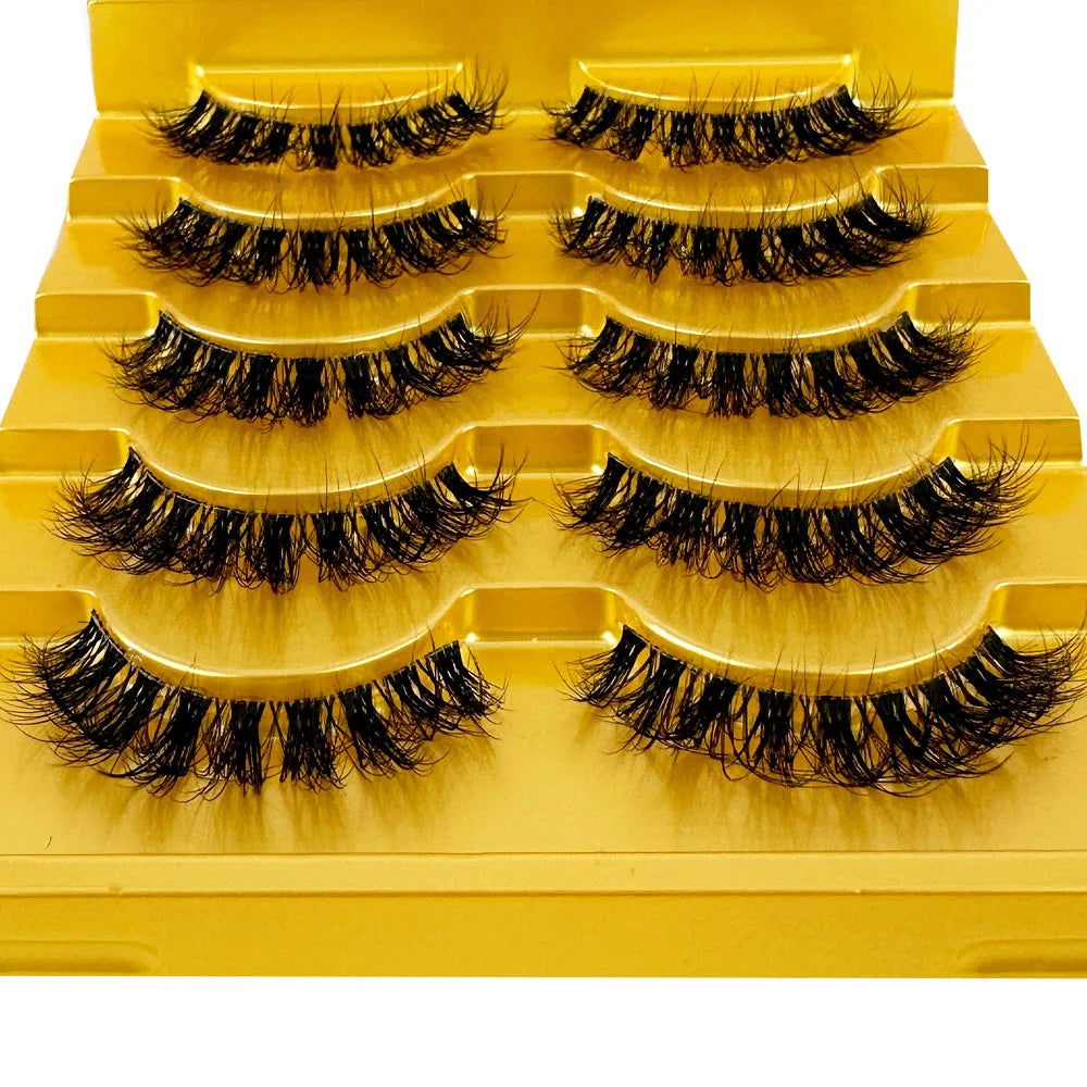 5pairs Mink Eyelashes Invisible Band Lash Extension Natural False Eyelashes Cross Cluster Fairy 3D Faux Big Eye Long Fake Lashes