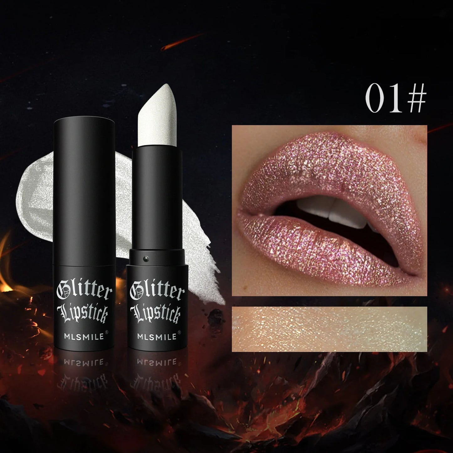 MLSMILE Multi-Color Non-stick Cup Matte Lipstick Flash Lasting Easy Color Diamond Lipstick Dark Halloween Look