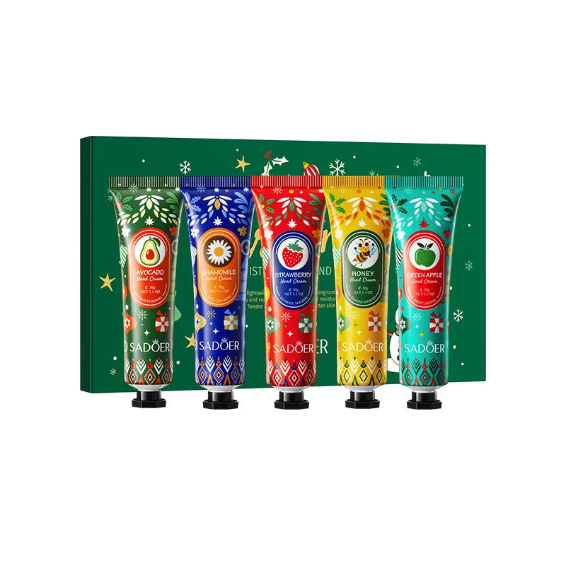 SADOER Gift Box Christmas Fragrance Moisturizing Hand Cream Set Lipstick Souvenir Moisturizing Anti-Drying Girl Holiday Gift