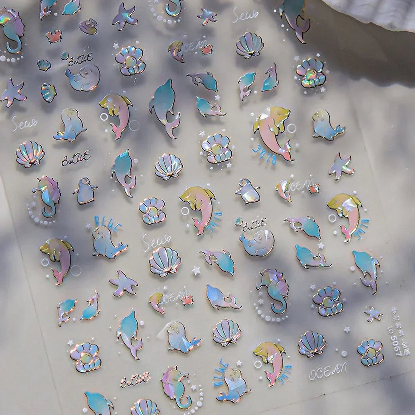 Magical Blow Bubbles Goldfish Bunny Rabbit Cat Kitten Shape Shiny Dreamy Bubbles 5D Nail Art Decorations Sticker Manicure Decal