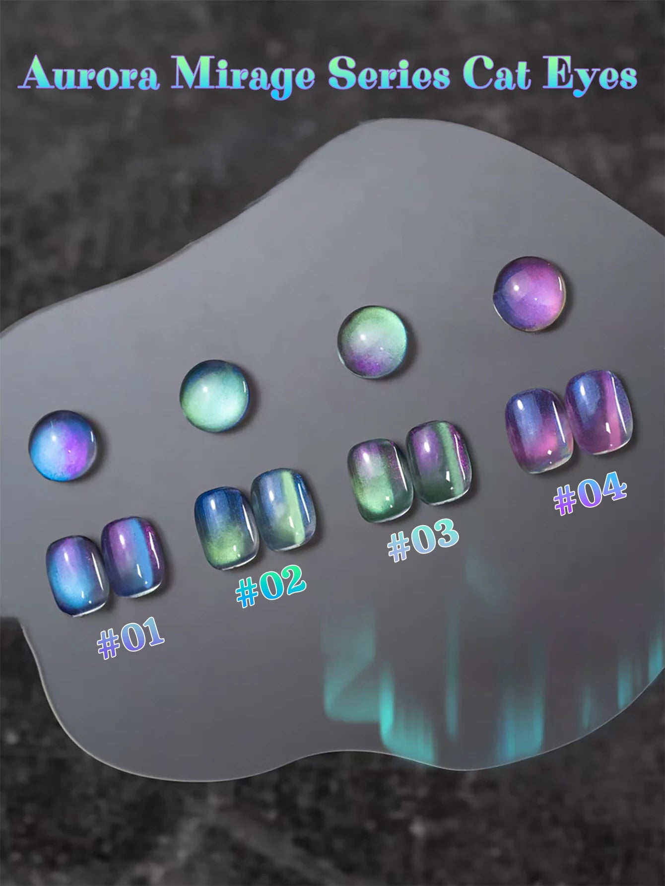 1-6pcs TC New Pink Purple Cat Eye Aurora Fantasy Cat Eye Gel Nail Polish Dreamy Fantasy Star Sky Crystal Glass Beads Nail Art