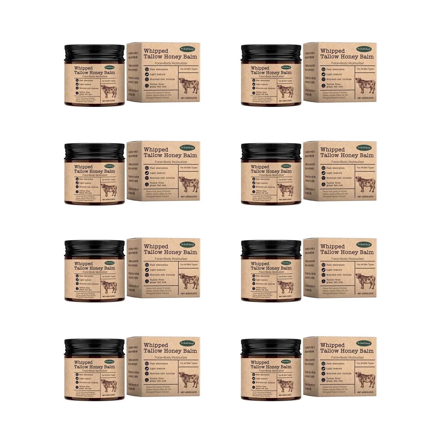 WoodSleep Beef Tallow Paste Deeply Moisturizer Brightening Wrinkle Remover Grass Fed Tallow Wild Honey Face Body Cream Skin Car