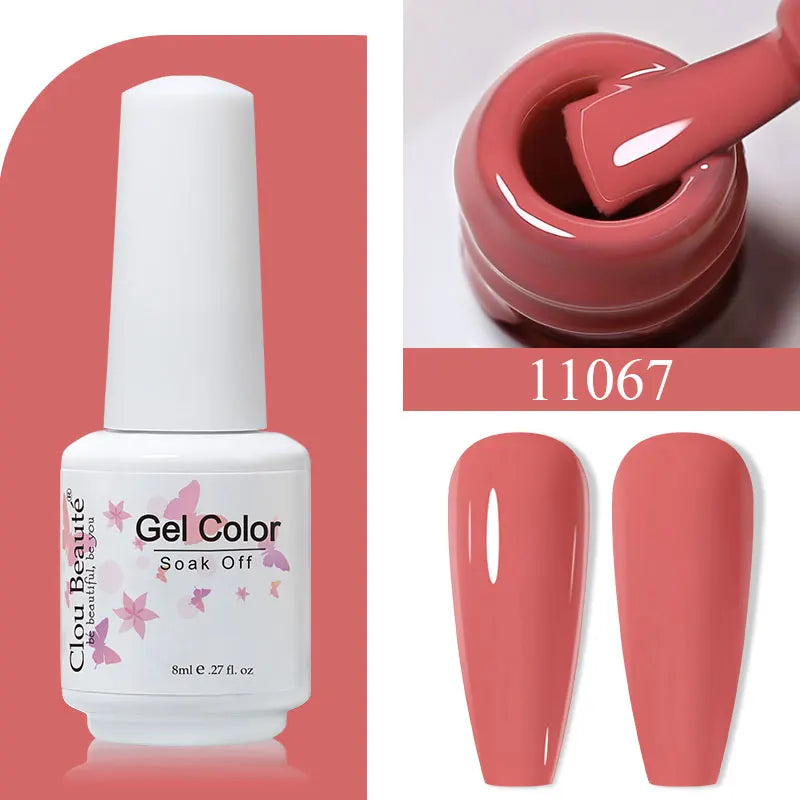 Clou Beaute 8ml Gel Polish Colorful Glitter UV Nail Gel Vernis Semi Permanent Glass Bottle Blue Green White Soak Off Gel Nail