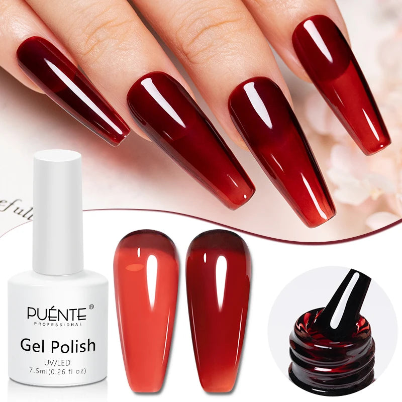 PUENTE Pearl Color Builder Nail Gel Polish Hema Free Shell Thread Glitter Nail Extension Semi-Permanent Construction Gel Varnish