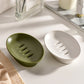 White Ceramic Soap Dish with Drainage Hole Oval Soap Holder Self Draining Soap Tray Bathroom Countertop Storage Organizer