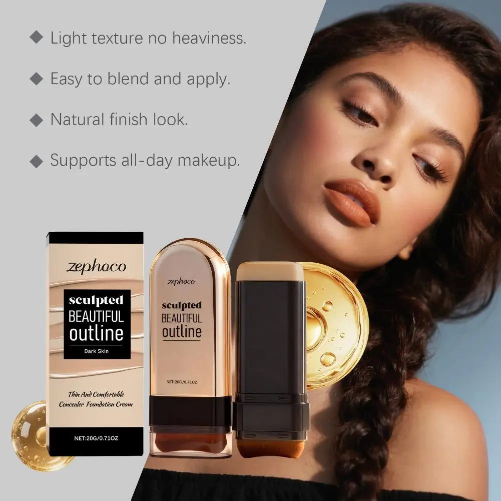 20g Zephoco Seulpted Beautiful Outline Foundation Stick Full-effect Concealer Dark Circles Repairing Stick For All Skin Types