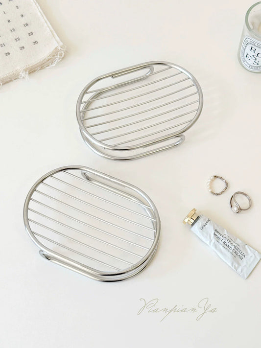 Simple 304 stainless steel soap holder bathroom shower tray soap rack storage stand countertop laundry soap box