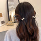 2PCS Pearl &Rhinestone Hair Clips Set, Black Base Elegant Retro-Style Hair Accessories For Women, Stylish Daily Wear Party Decor