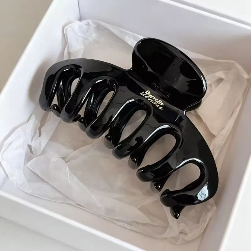 Korean Large Size Acrylic Dragon Bone Shark Hair Clip French Style Polka Point Arc Back of Head Hair Claw Clamp Hair Accessories