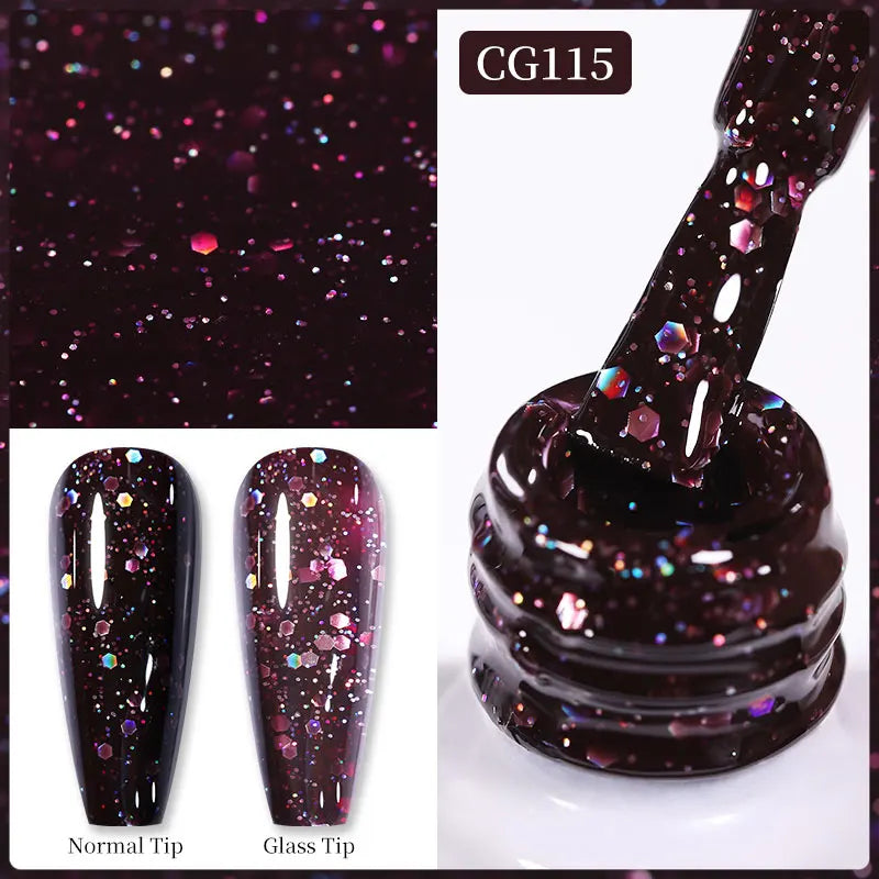 BORN PRETTY 10ml Sparkling Glitter Reflective Gel Nail Polish Sparkly Holo Shiny Pink Silver Black Gel Nail Art Salon Varnish