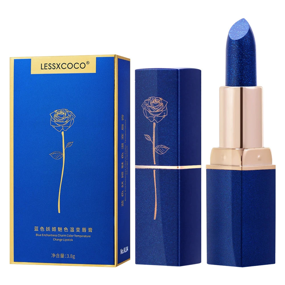 Blue Rose Lipstick Makeup Temperature Color Changing Lipstick Velvet Matte Moisturizing Waterproof Non-stick Cup Shiny Lipstick