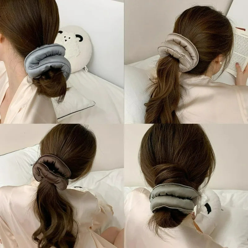 Sleep Scrunchies for Women Silk Satin Large Sponge Hair Band Elastic Ponytail Holder No Crease Soft Hair Accessories Hair Ties