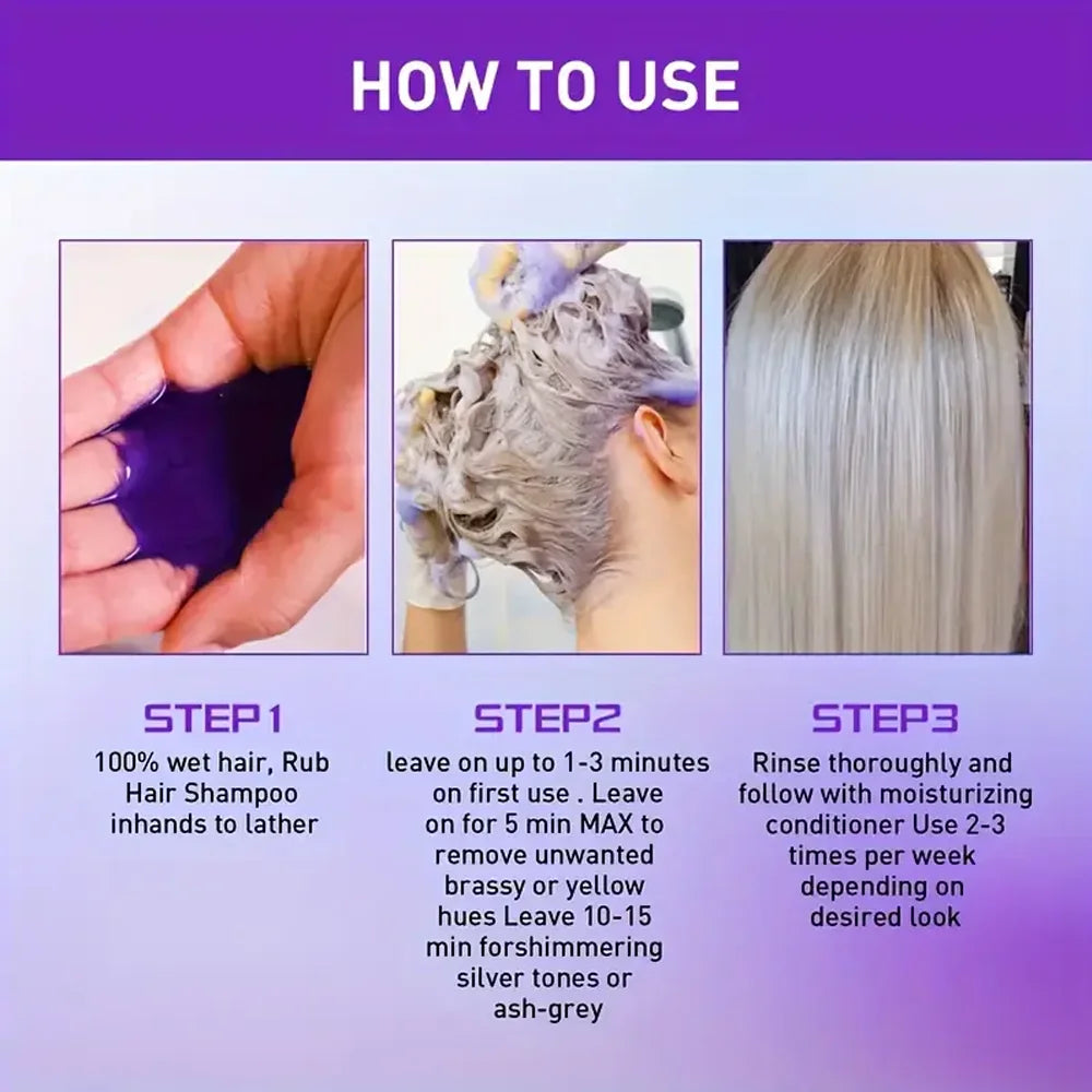 Purple Hair Mask - Lotion Is for Blonde Hair, Platinum, Bleached, Silver, Gray, Gray and Brass Hair - Remove Yellow Blend Dry, Damaged Hair - No Residual and Vegetarian Food