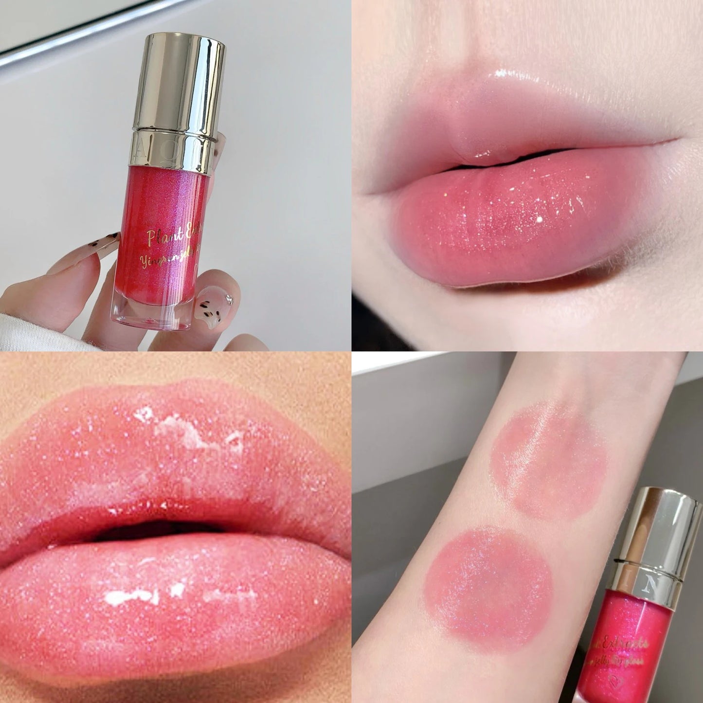 Sparkling Glitter Lip Gloss Shiny Pearl Lip Glaze Plant Extract Moisturize Jelly Lip Oil Long Lasting Makeup Non-Sticky Lipstick