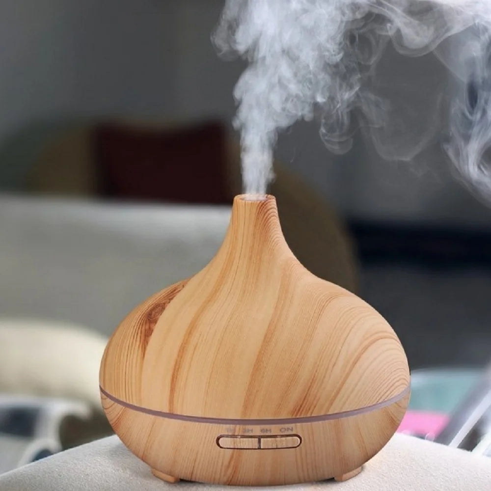 4 in 1 Air Humidifier with Starry Projector Aromatherapy Diffuser & Flame Effect, USB Rotate Projection Light Mist Maker Fogger